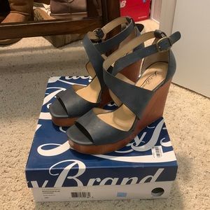Navy Blue/Brown Lucky Lyndell Wedge
